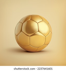 Balón de fútbol de oro vectorial realista. 3 d entrega de trofeo de fútbol, premio de la competencia. Balón de metal brillante para ganadores de campeonato deportivo.