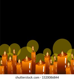 Vector realistic gradient candle set.  Different shapes, red colour.  Night illustration
