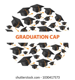 Vector realistic graduate cap on white background. 