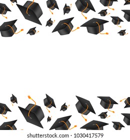 Vector realistic graduate cap on white background. 