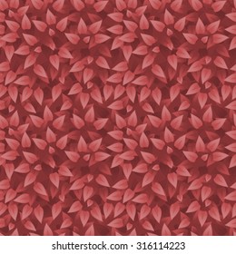 Vector realistic grass background. Grass seamless pattern. Red leaves texture. Eco floral pattern. Organic or botanic background with foliage. Season autumn backdrop