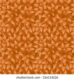 Vector realistic grass background. Grass seamless pattern. Orange leaves texture. Eco floral pattern. Organic or botanic background with foliage. Season summer or autumn backdrop