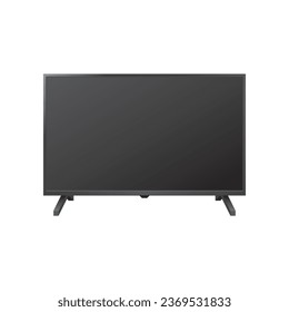 Vector realistic gray TV led monitor with stand on white background.