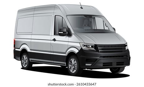 Vector Realistic Gray Van Isometric view Isolated