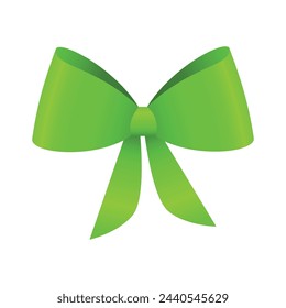 Vector realistic green bow isolated on white background.