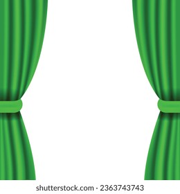 Vector realistic green curtain background.