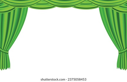 Vector realistic green curtain background.