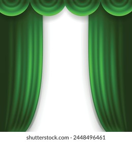 vector realistic green curtain background design.