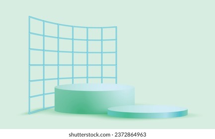 Vector realistic green podiums background.