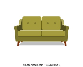 Vector realistic green sofa with on background. Object of interior, expensive and exclusive furniture for vip person cartoon illustration vector.