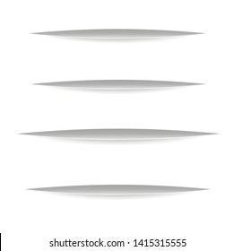 Vector realistic grey Cuts in paper sheet with a shadow on white background. 3d incision in the paper. Set of horizontal parallel lines. Claw or a knife marks.