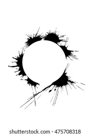 Vector realistic grunge ink splash design illustration isolated on white background. Graphic element.