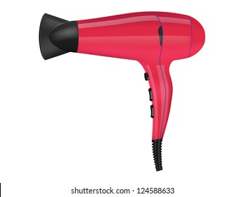 vector realistic hair dryer on white background, eps10 file, gradient mesh and transparency used, raster version available