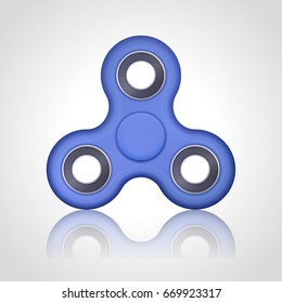 Vector realistic hand blue spinner. Fidget toy for increased focus, stress relief illustration. EPS 10