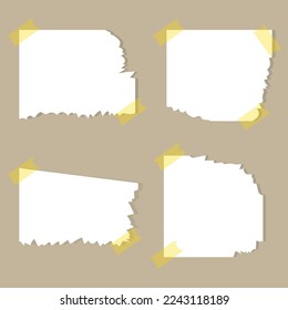Vector Realistic Handmade Torn Paper, Torn Transparent Elements Set Design, Torn Note Paper Banners Illustration