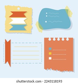 Vector Realistic Handmade Torn Paper, Torn Transparent Elements Set Design, Torn Note Paper Banners Illustration