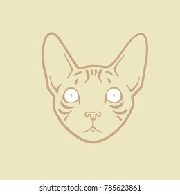 Vector realistic head of cat. Isolated silhouette of portrait of kitty