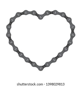 Vector realistic heart created from bike chain. Isolated on white background.
