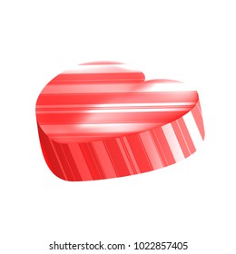 Vector Realistic Heart Lollipop with Stripes Isolated on White Background. Love Symbol. Valentines Day Symbol. Vector Illustration of Red Sweet Candy.
