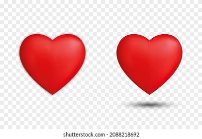 Vector Realistic Heart On Isolated Transparent Background. Heart For Valentine's Day, Heart Png, Love, Design Element.