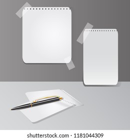 Vector realistic high qiality template. White sheet of paper, notes on the wall with pen, Realistic.