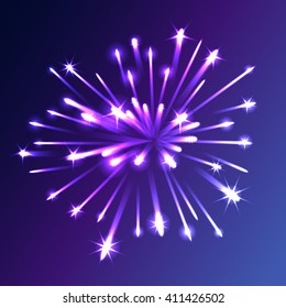 Vector realistic holiday festive firework. Abstract background illustration 