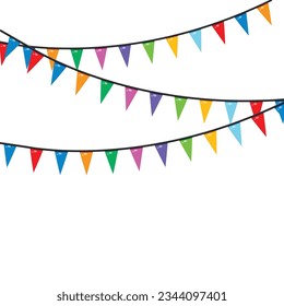 Vector realistic holiday garlands flags background.