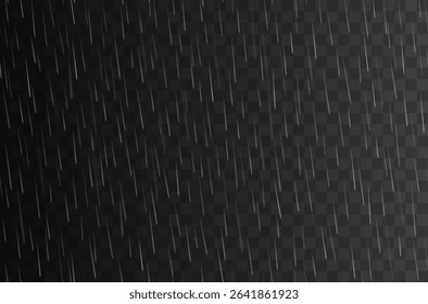 Vector realistic horizontal seamless rain fall texture on dark background