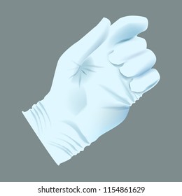 Vector Realistic human hand with medical glove holding position.