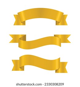 vector realistic icon set of gold ribbons isolated on white background.