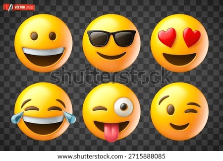 Vector realistic illustration of 3d emojis on a transparent background.