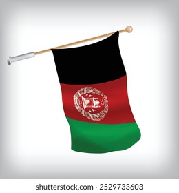 Vector realistic illustration of Afghanistan flags waving on the wall. The set is in the collection