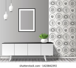 Vector realistic illustration of an apartment interior. Vector illustration of a dresser.