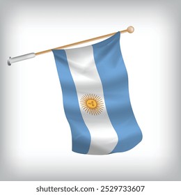 Vector realistic illustration of Argentina flags waving on the wall. The set is in the collection