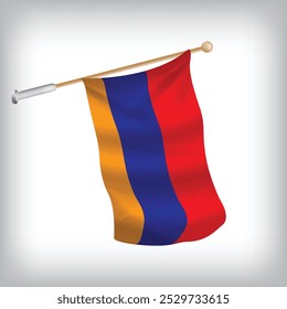 Vector realistic illustration of Armenia flags waving on the wall. The set is in the collection