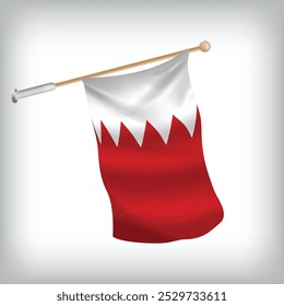 Vector realistic illustration of Bahrain flags waving on the wall. The set is in the collection