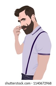 Vector realistic illustration of bearded man