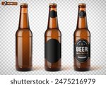 Vector realistic illustration of beer bottles on a transparent background.