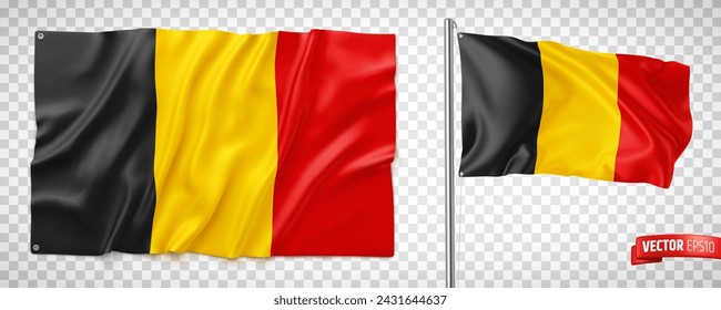 Vector realistic illustration of belgian flags on a transparent background.