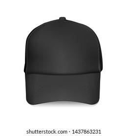 
Vector realistic illustration of black  baseball cap. An image of a sports cap.