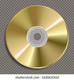 vector realistic illustration of blank golden CD or DVD disc