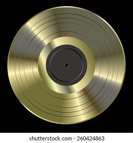 vector realistic illustration of the blank golden LP