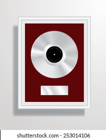 vector realistic illustration of the blank platinum LP in silver frame
