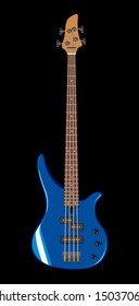 Vector realistic illustration of blue bass guitar