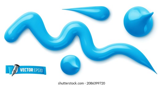 Ilustración vectorial realista de pintura azul sobre fondo blanco.