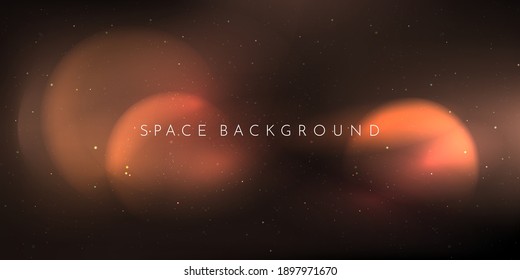 Vector realistic illustration. Blurred wallpaper. Nebula in space. Template for website or game. Abstract banner. Dark starry background. Milky Way. Minimalistic style. Copy space for text. Cosmic sky