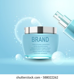 Vector realistic illustration. Body care, skin protect, natural product