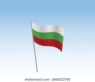 Vector realistic illustration of Bulgaria flags. flag waving in the wind against a blue sky