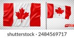 Vector realistic illustration of Canadian flags on a transparent background.