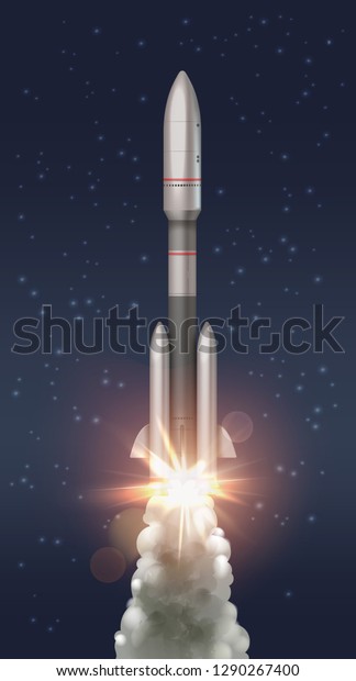 Vector Realistic Illustration Career Rocket Launch Stock Vector ...